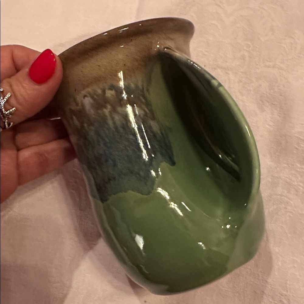 Handcrafted Green and Blue Ceramic Handwarmer Mug - Picture 7 of 9